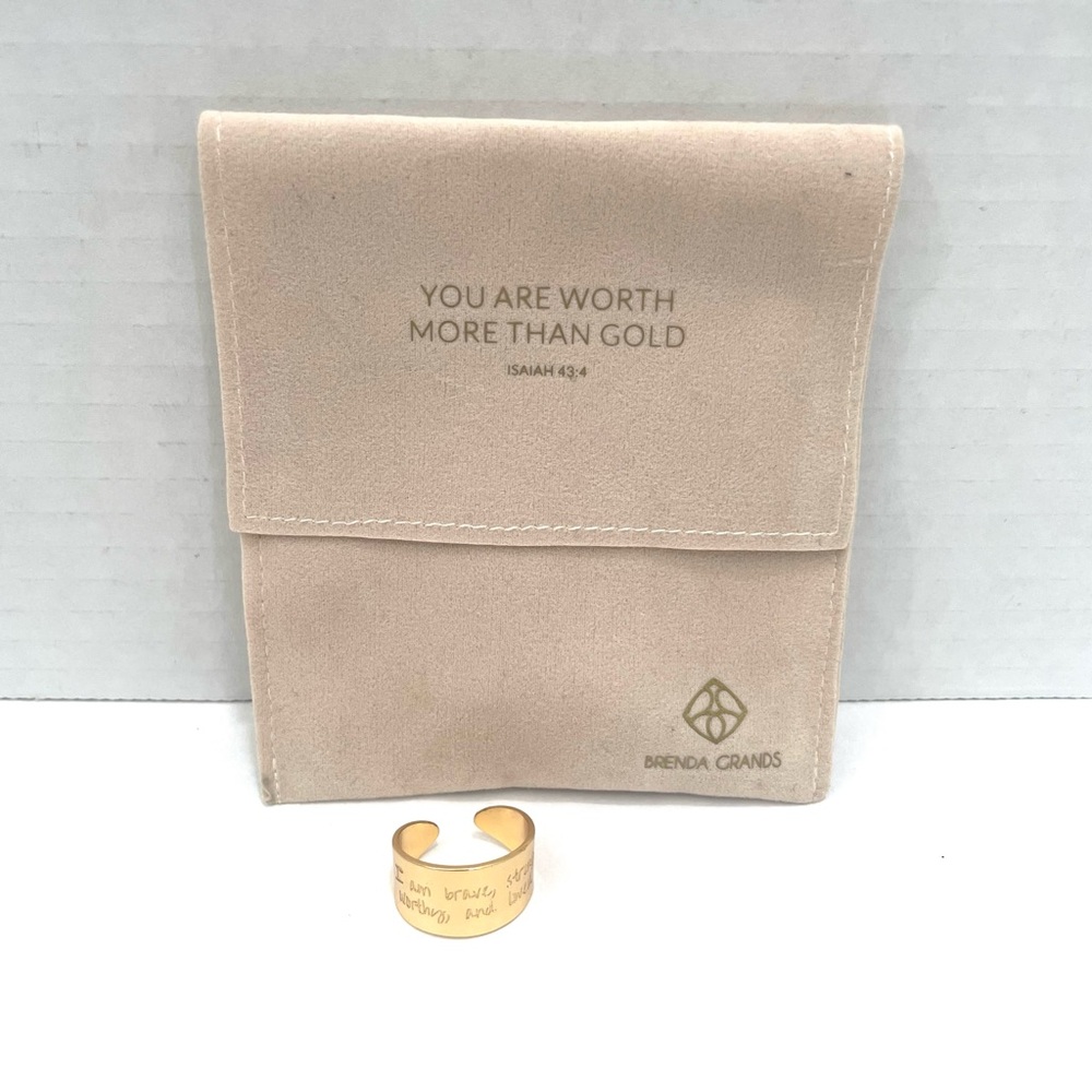 Brenda Grands 18k Gold Plated Ring Expandable “I Am Brave Strong Worthy & Loved”